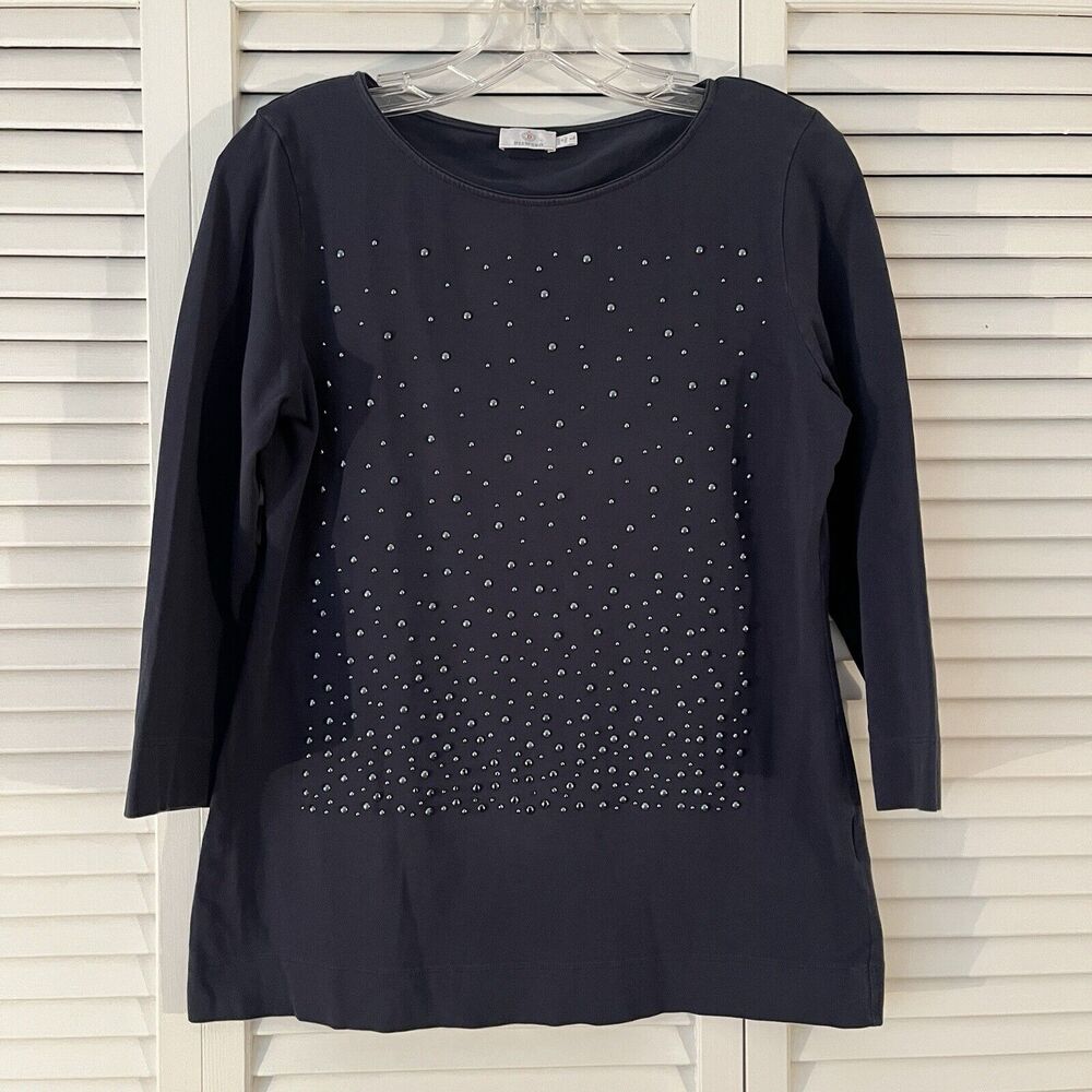 Dismero gray 3/4 sleeve pullover blouse studded made in Italy, size L